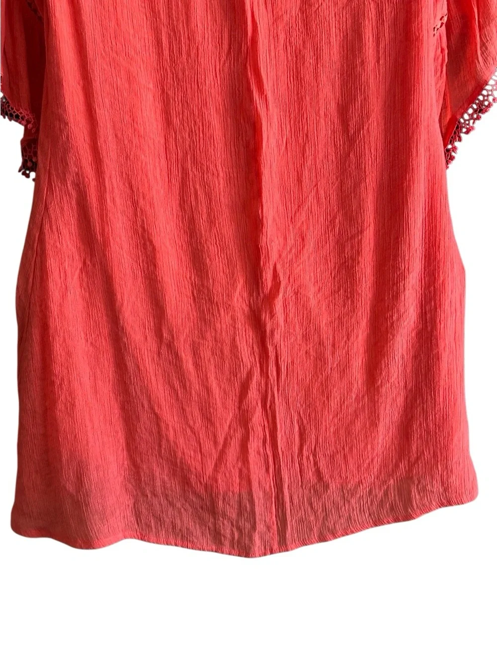 Indigo Rose Coral Crochet V-Neck Boho Tunic Dress. Size Medium